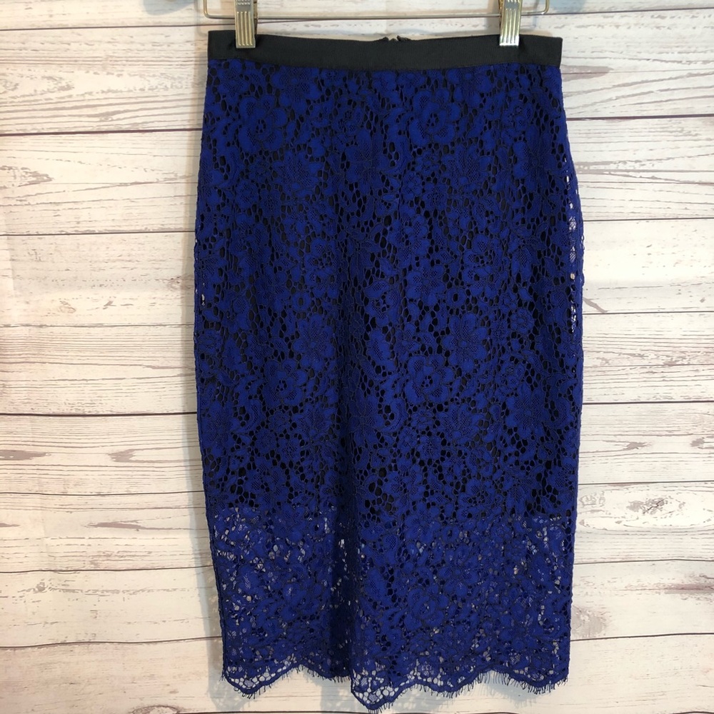 NWT TOPSHOP Pencil Lace Blue skirt
